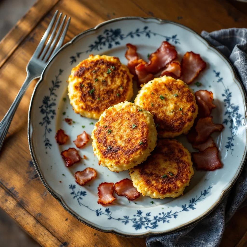 Codfish Cakes and Bacon